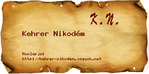 Kehrer Nikodém névjegykártya